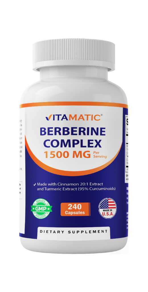 Vitamatic Berberine & Ceylon Cinnamon – Plant-Based Botanical Extract Capsules – Vegetarian, Non-GMO, Gluten-Free – Concentrated Herbal Supplement – 240 Count