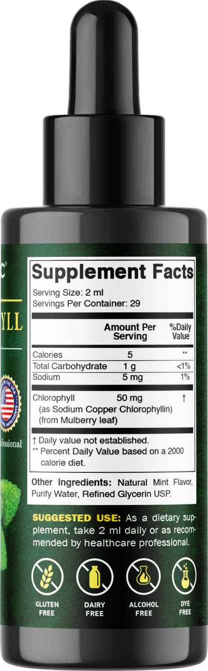 Vitamatic Liquid Chlorophyll 50mg, Natural Peppermint Flavor, 2 Fl OZ