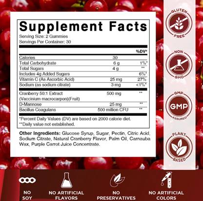 Cranberry with Probiotics 25000mg 60 Vegan Gummies