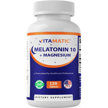 Melatonin 10 mg with Magnesium 200 mg 120 Tablets