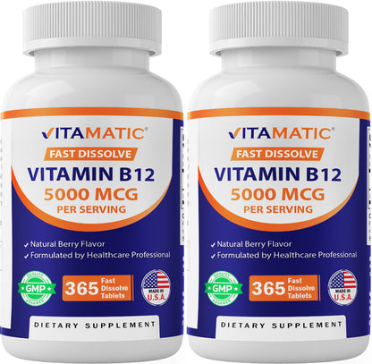 Vitamin B12 5000 mcg per Serving Fast Dissolve 365 Tablets