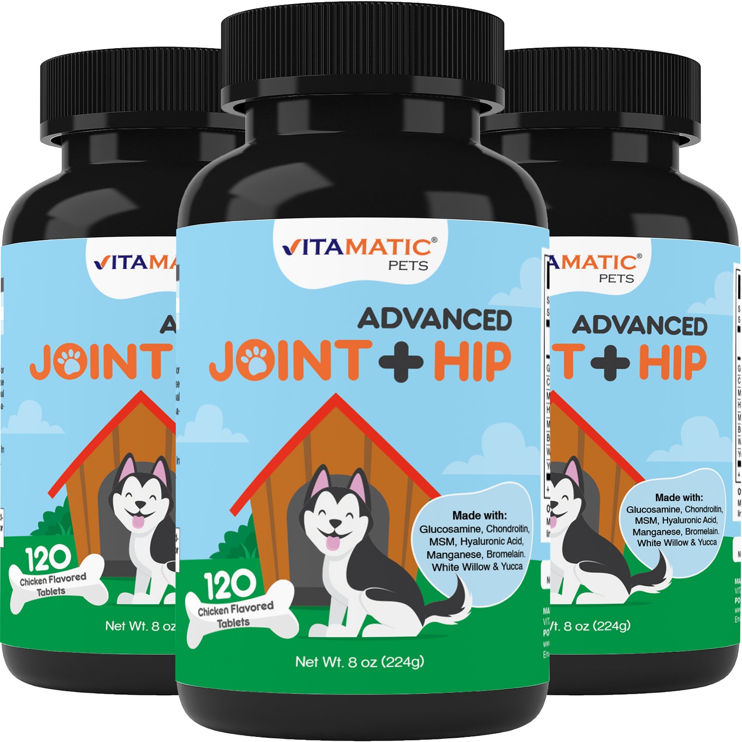 Maximum Strength Joint & Hip Health Supplement for Dogs 120 Chicken Flavored Tablets