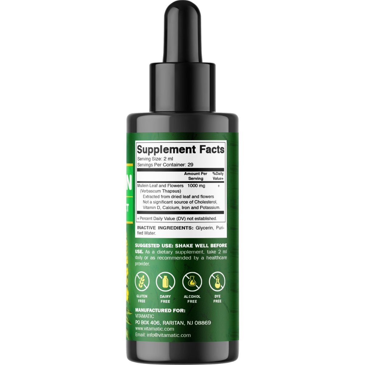 Liquid Mullein Leaf 1000mg Per Serving, 2 FL OZ