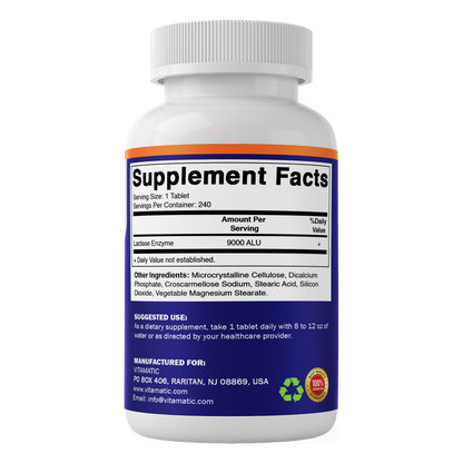 Lactase Enzyme 9000 FCC, 240 Tablets