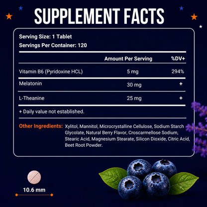 Vitamatic Melatonin 30 mg with L-Theanine & B6, 120 Fast Dissolve Tablets