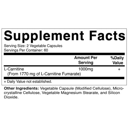 L-Carntitine Fumarate 1000 mg - 120 Vegetable Capsules