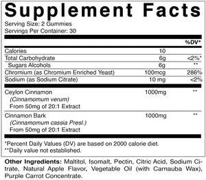 Sugar Free Cinnamon with Chormium 60 Gummies