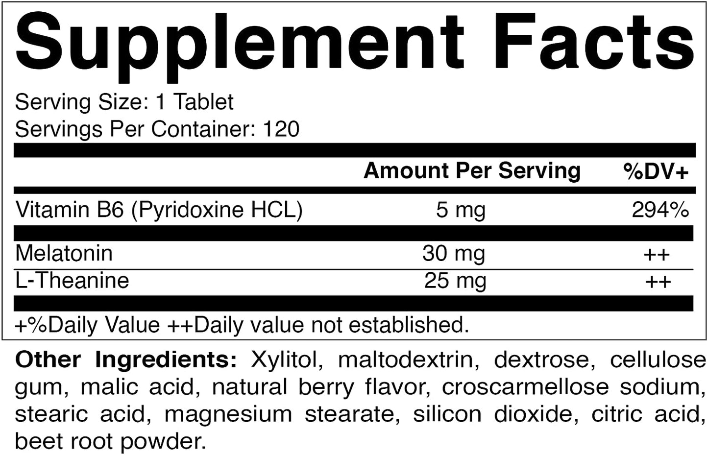 Melatonin 30 mg with L-Theanine & B6 120 Fast Dissolve Tablets