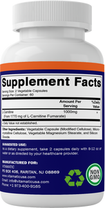 Vitamatic L-Carntitine Fumarate 1000 mg - 120 Vegetable Capsules