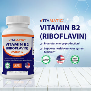 Vitamatic Vitamin B2 250 mg 200 Capsules
