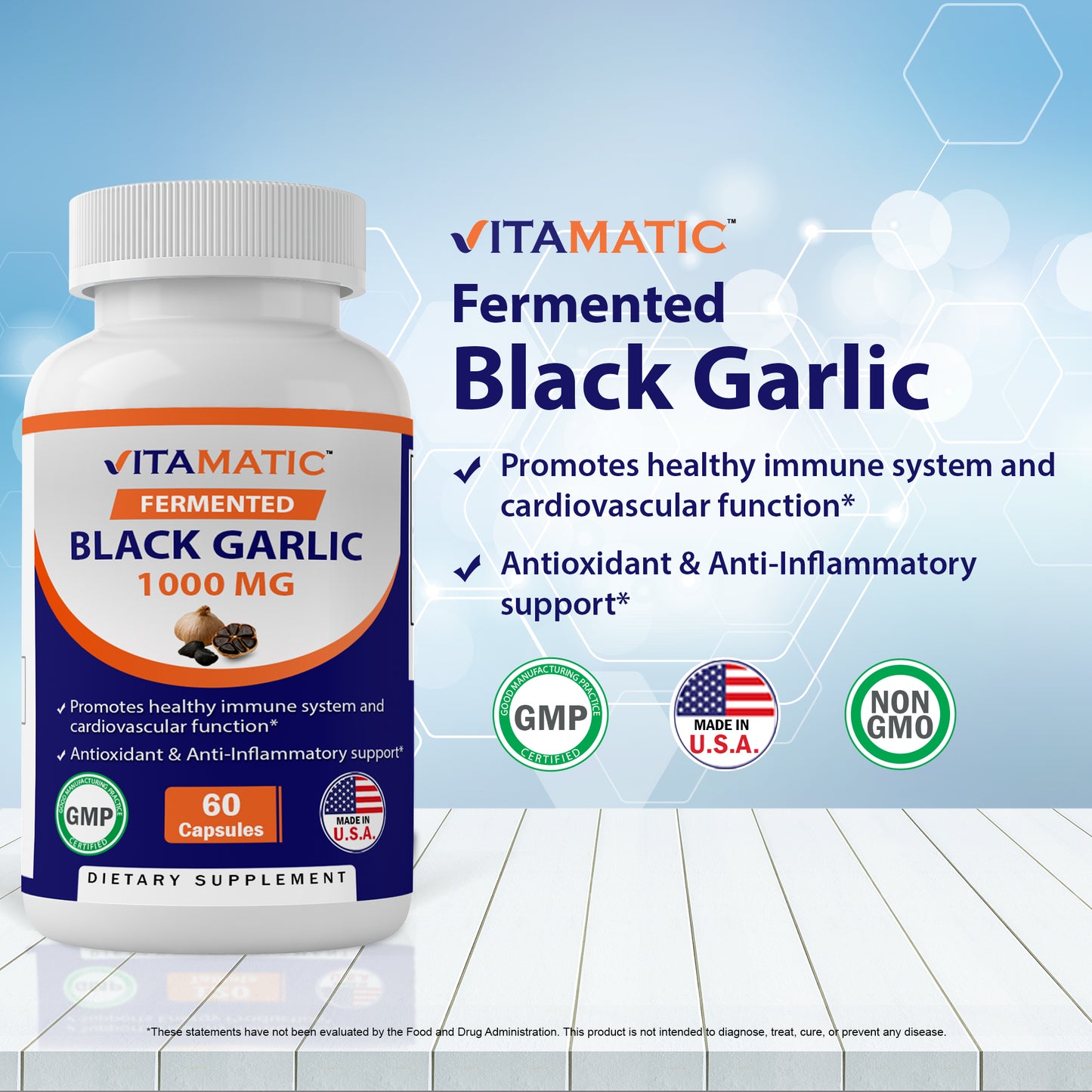 Fermented Black Garlic Extract 1000 mg 60 Capsules