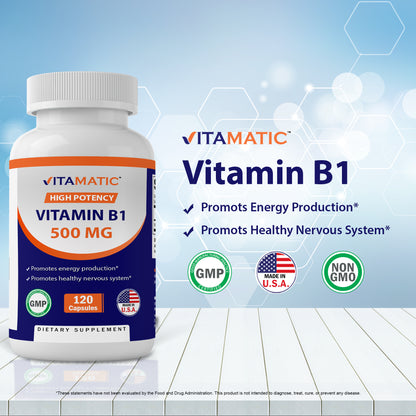 Vitamin B1 (Thiamine) 500mg, 120 Capsule