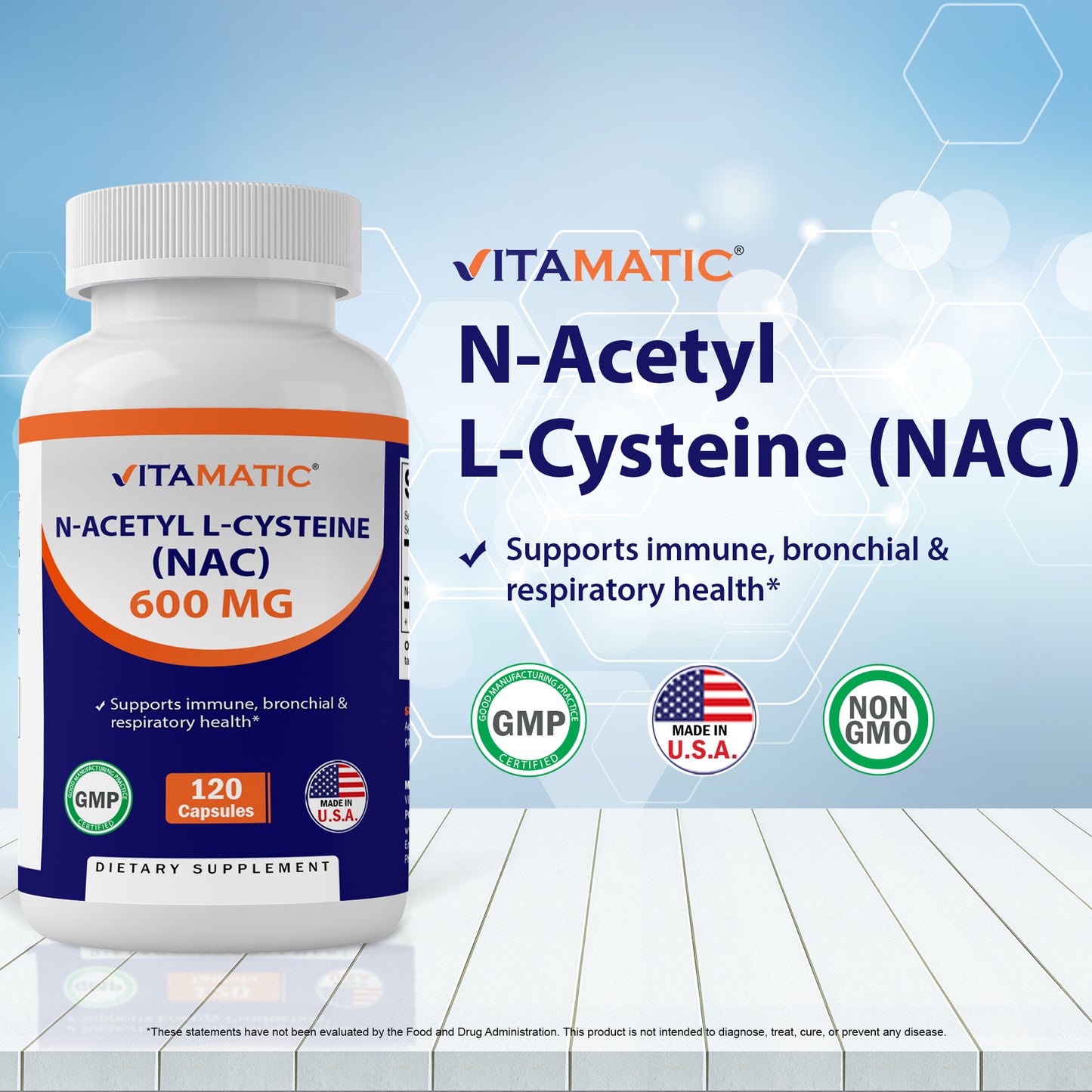 NAC N-Acetyl-L-Cysteine 600 mg 120 Vegetable Capsules