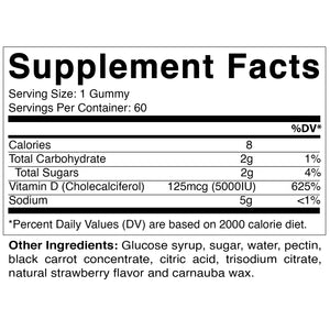 Vitamin D3 5000 IU 60 Vegan Gummies