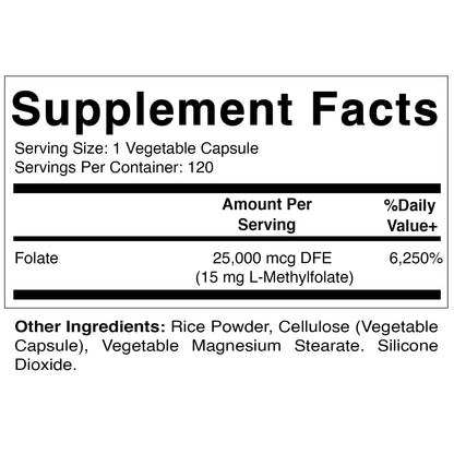Methyl Folate 15 mg 120 Vegetable Capsules