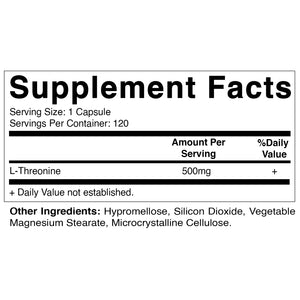 L-Threonine 500 mg 120 Vegetable Capsules
