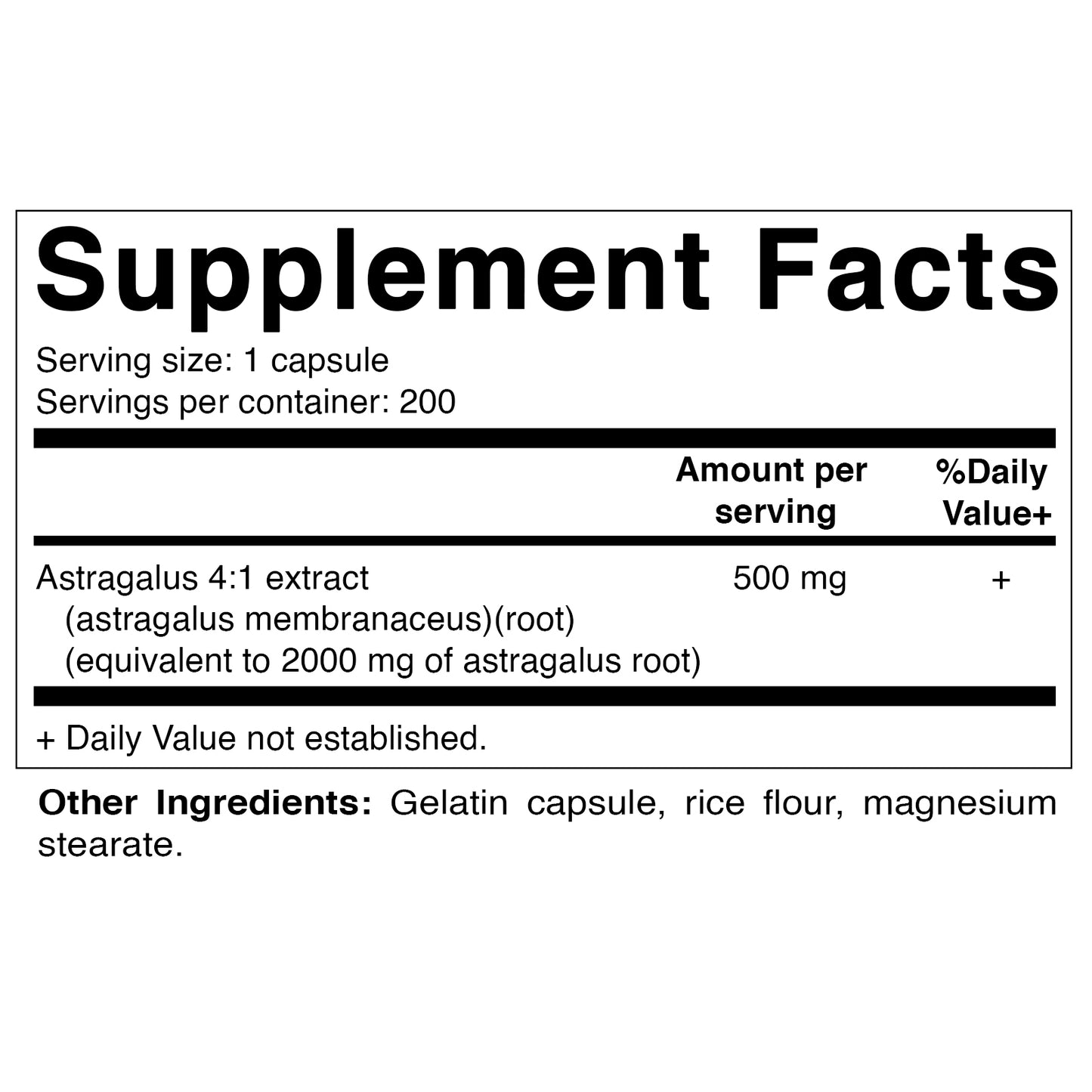 Astragalus Root 2000 mg 200 Capsules