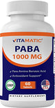 Vitamatic PABA 1000 mg - 60 Tablets - para-Aminobenzoic Acid Supplement - Precursor of Folic Acid