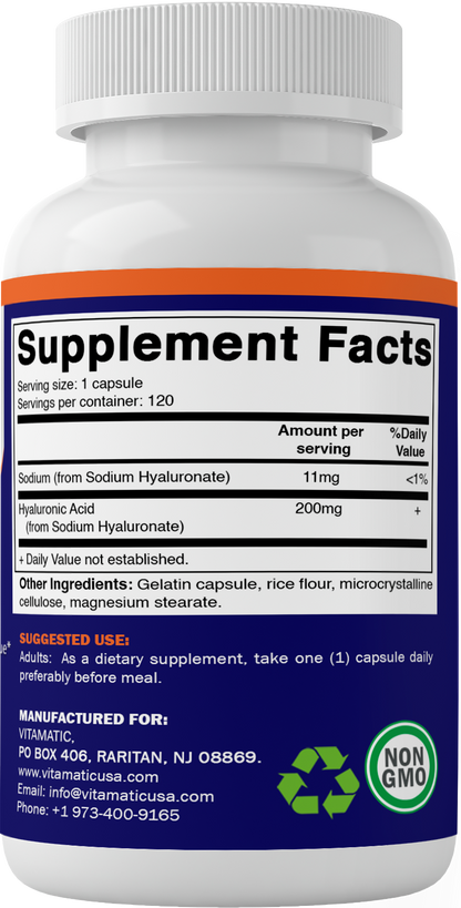 Hyaluronic Acid 200 mg 120 Capsules