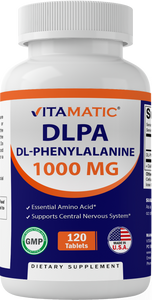Vitamatic DLPA 1000mg per Tablet - 120 Vegetarian Tablets - Supports Central Nervous System